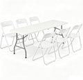 8 FT Plastic Folding Table Chairs Set, 7-Piece Portable Foldable Table and Chairs with Carrying Handle for Wedding Party Banquet Craft Picnic Indoor and Outdoor Activities