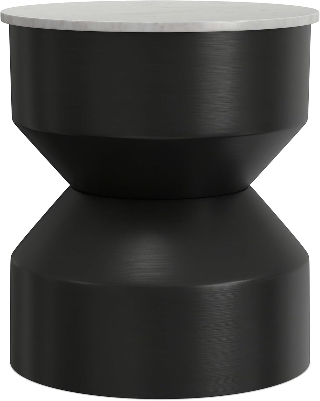 SIMPLIHOME Maxine Side Table - 18 inch Wide Genuine Marble Top Round Accent Table in Black/White, Modern End Table or Metal Table with Black Base for Living Room or Bedroom, Assembled