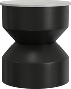 SIMPLIHOME Maxine Side Table - 18 inch Wide Genuine Marble Top Round Accent Table in Black/White, Modern End Table or Metal Table with Black Base for Living Room or Bedroom, Assembled