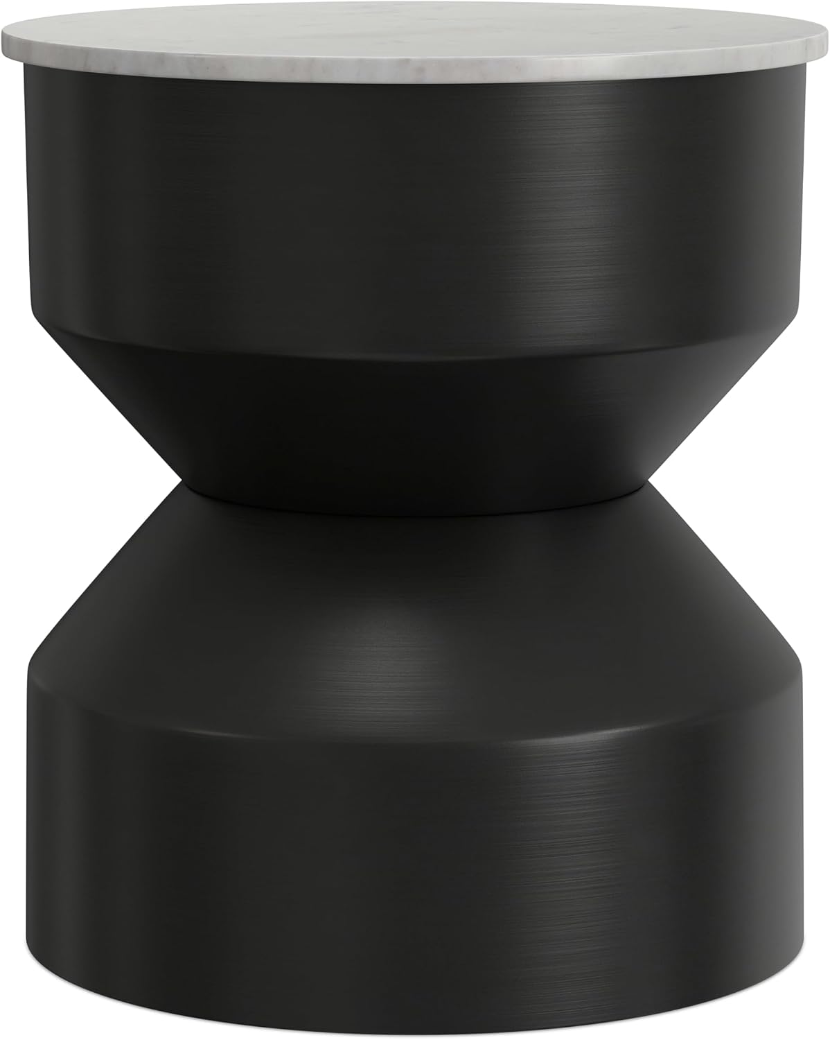 SIMPLIHOME Maxine Side Table - 18 inch Wide Genuine Marble Top Round Accent Table in Black/White, Modern End Table or Metal Table with Black Base for Living Room or Bedroom, Assembled