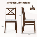COSTWAY Wood Dining Chairs Set of 4, Upholstered Farmhouse Modern Dining Room Chairs with Backrest and 400LBS Capacity for Kitchen (Brown)