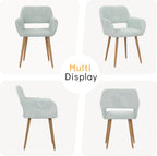 KCC Small Modern Dining Room Arm Chairs for Kitchen 1 PC,Blue | Mid-Century Upholstered Corduroy Fabric Side Seat Club Guest with Metal Tube Legs