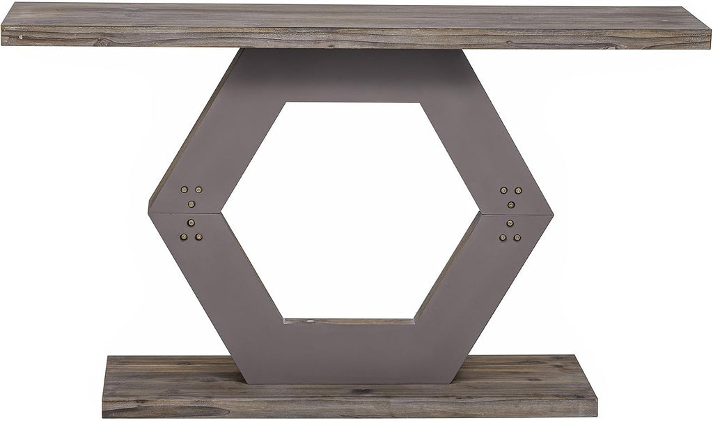 Modern Entryway Table with Innovative Hollow Hexagon Leg Structure and Premium Fir Veneer Finish for Sophistication,Suitable for Hallway, Entryway, Living Room