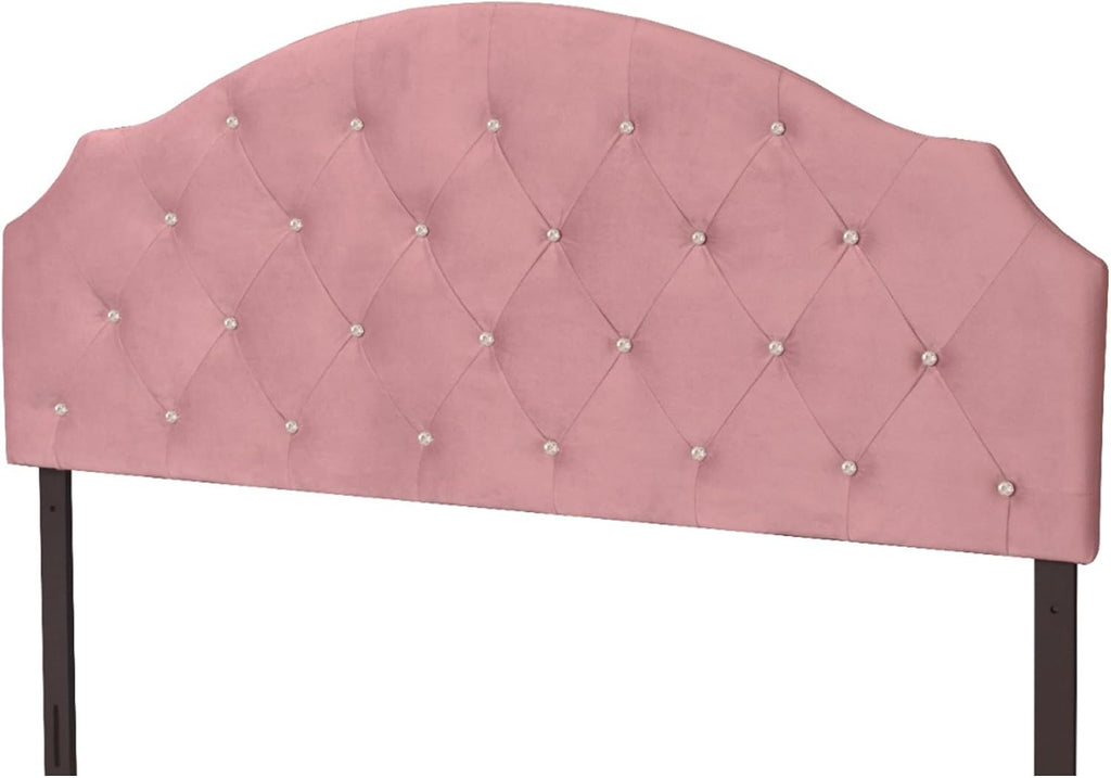 HOME DESIGN Evelina King Diamond Tufted Velvet Headboard, Pink