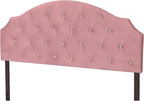 HOME DESIGN Evelina King Diamond Tufted Velvet Headboard, Pink