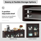 NAFORT Wooden Buffet Cabinet Sideboard with Sliding Doors, Kitchen Storage Console Table, Accent Coffee Bar with Adjustable Shelf for Living Room, Dining Room (Brown, 13" D x 42" W x 24.5" H)