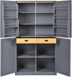 Litex 40.2" Wide Kitchen Pantry Cabinet, 71.3" Tall Freestanding Storage Cabinet with 2 Drawers, Adjustable Shelves & 8 Door Shelves, Large Farmhouse Kitchen Cupboard for Kitchen Dining Room (Gray)