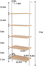 sogesfurniture Industrial Wall-Mounted Ladder Shelf, Wall-Mounted Bookshelf, 5-Tier Industrial Display Bookcase, Utility Storage Rack Shelf for Home, Living Room, Bedroom, Office SF02WT060WH