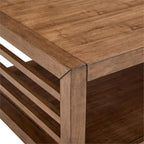 Pemberly Row 3-Piece Living Room Table Set, Harvest Brown Wood Finish, Poplar and Maple Veneers, Includes Cocktail Table with Casters and 2 End Tables, Shaker Style, Storage Shelves for Living Room
