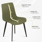Modern Dining Chairs Set of 4, PU Leather Upholstered Dinner Chairs with Sturdy Metal Legs and Comfort Backrest, Armless Accent Side Chairs for Home Kitchen, Living Room (Green)