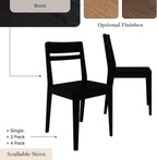 Grain & Grove Crew Dining Chair, Set of 2, Solid Rubberwood Frame, Engineered Wood Seat, Comfortable Backrest, Easy Assembly, Durable Wooden Kitchen & Dining Room Chair, Black