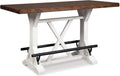 Signature Design by Ashley Valebeck Counter Height Dining Table, Rustic Farmhouse Design, Black Metal Footrest, Seats Up to 4, Great for Small Spaces, White