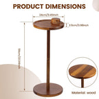 Round Side Table, Small Drink Table for Small Spaces, Wooden Pedestal Side Table for Living Room, Bedroom, Corners, and Office