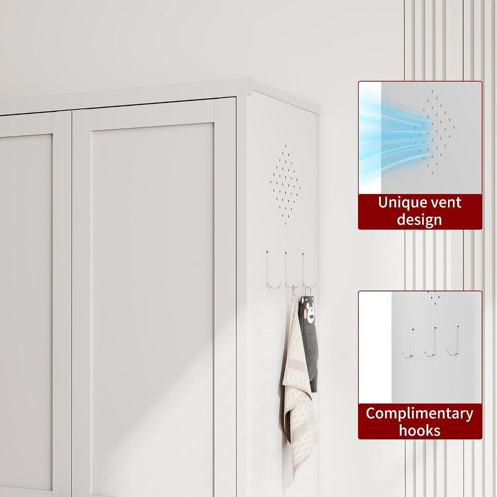 AQY Kitchen Pantry Cabinet,61" White Pantry Storage Cabinet with 4 Tier Adjustable Shelves and 2 Doors,Freestanding Cupboard,Metal Pantry Cabinets with Handle for Living Room Kitchen Assembly Required