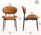 BedsPick Mid-Century Modern Dining Chairs Set of 2, PU Leather Upholstered Dining Room Chairs with Walnut Grain Back, Bentwood Kitchen Chairs with Adjustable Feetpads for Dining Room, Kitchen, Brown