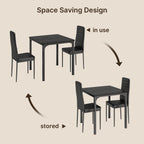 Gizoon Kitchen Table for 2, Table and Chairs Set of 2, 3 Piece Dinner Table Set with 2 Upholstered PU Leather Chairs for Dining Room, Living Room, Apartment, Small Space, Black