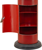 Zaer Ltd. Vintage Style Gas Pump Wine Rack with LED Light Accents, Route 66 Design, 70.5" Tall Metal Storage Display Cabinet, Red