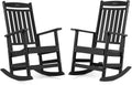FUNBERRY Outdoor Rocking Chairs Set of 2, HDPE All Weather Poly Lumber Rocker, High Back Patio Rockers Easy Assembly