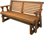 Amish Heavy Duty 800 Lb Roll Back Pressure Treated Porch Glider (4 Foot, Cedar Stain)