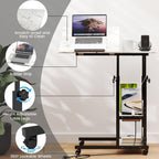 Hadulcet Adjustable C Table with Charging Station, Tiltable Desk C Shaped End Table for Couch, Over Bed Table with Wheels Adjustable Height, Hospital Table Laptop Stand Drawing Desk, Marble White