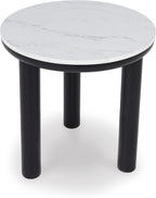 GTU Furniture Casual MDF Round 3-Piece Coffee Table Set, Cocktail Table with 2 Matching End Tables, Black/White Finish for Living Room
