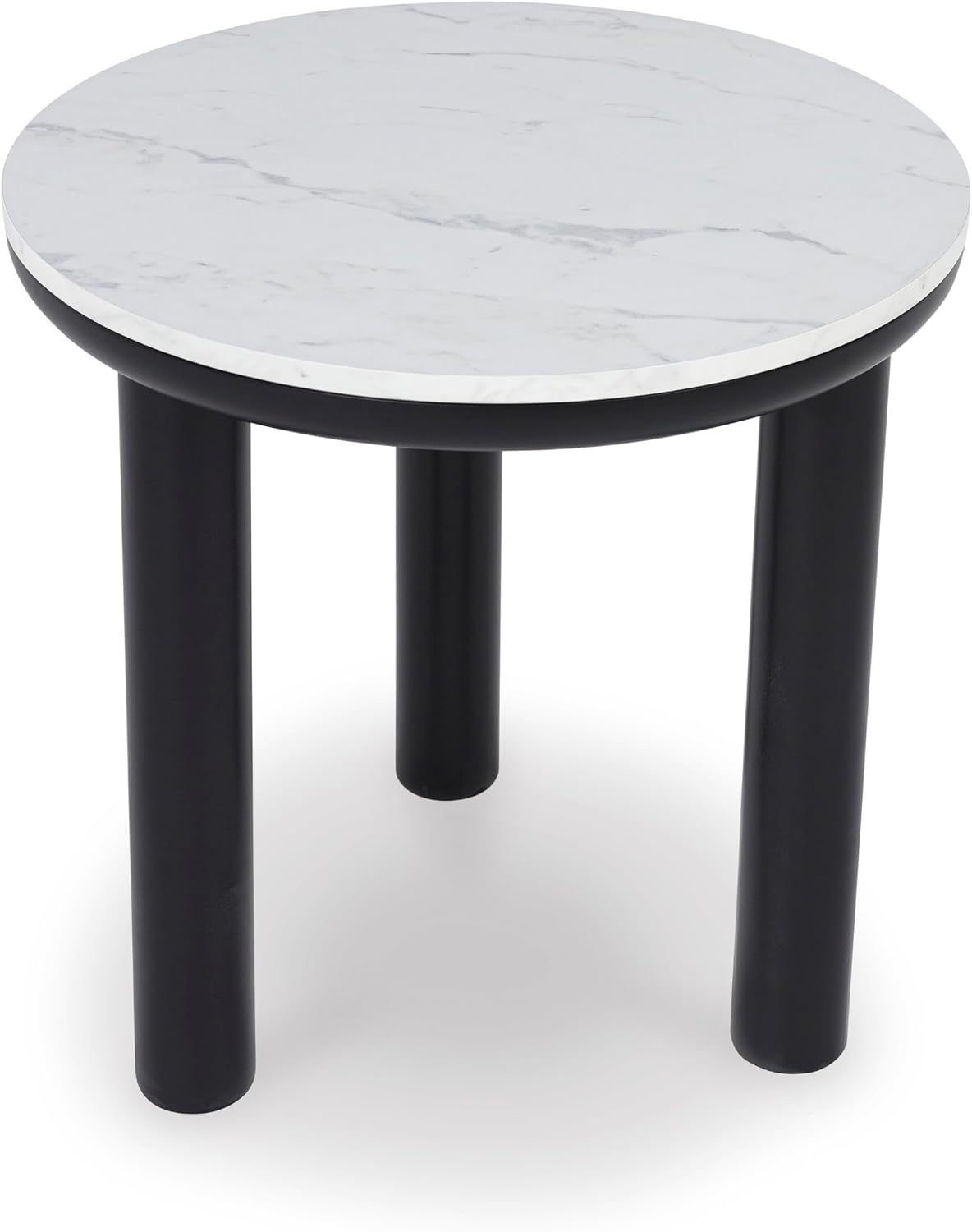 GTU Furniture Casual MDF Round 3-Piece Coffee Table Set, Cocktail Table with 2 Matching End Tables, Black/White Finish for Living Room
