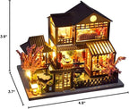 CUTEBEE Dollhouse Miniature with Furniture, DIY Wooden Dollhouse Kit Plus Dust Proof, Creative Room Idea (Japanese Garden House)