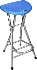 Be&xn Folding Bar Stool, Tall Collapsible Stool Counter Height Folding Stools for Adults Portable, Plastic Barstool Chair for Adults Kitchen Island Guitar (blue, H72xW31cm(28x12inch))