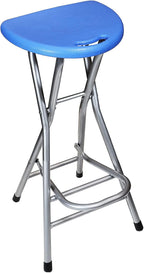 Be&xn Folding Bar Stool, Tall Collapsible Stool Counter Height Folding Stools for Adults Portable, Plastic Barstool Chair for Adults Kitchen Island Guitar (blue, H72xW31cm(28x12inch))