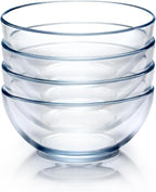 NUTRIUPS 7 Inch Medium Glass Prep Bowls, Tempered Glass Bowl Set of 4 Microwave and Oven Safe (7 inch, Set of 4)