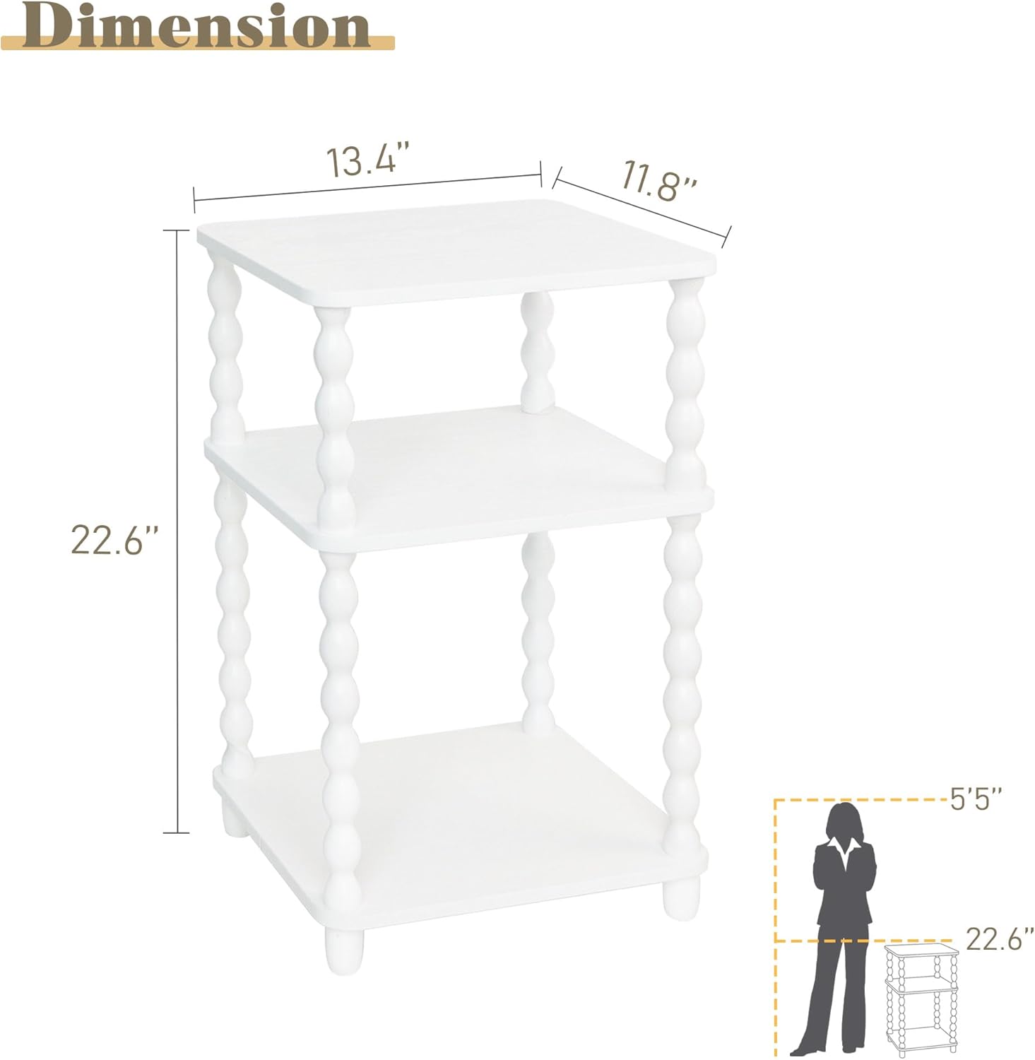 Fultyle End Table, Small Side Table with 3 Tier Open Shelf, Modern Night Stand Bedside Table for Living Room, Bedroom, Office and Small Spaces (White)