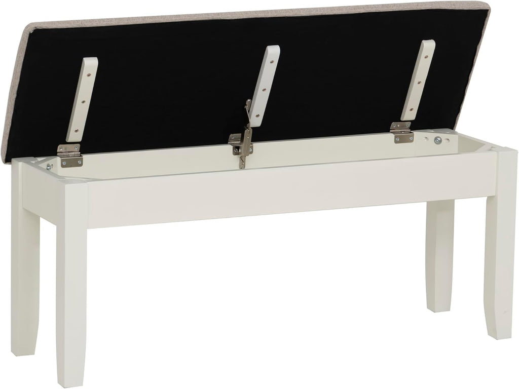 Powell Company Jane Grey Wood Backless Storage Bench with Beige Upholstered Top