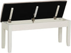 Powell Company Jane Grey Wood Backless Storage Bench with Beige Upholstered Top