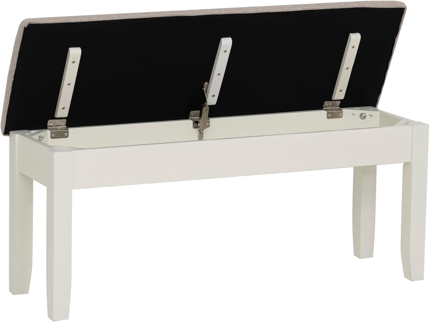 Powell Company Jane Grey Wood Backless Storage Bench with Beige Upholstered Top