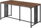 YATINEY Dining Table for 6-8, 63" Large Kitchen Table, Industrial Dining Room Table, Wooden Rectangular Table with Adjustable Feet, for Dinner, Kitchen, Walnut and Black CZ03BH