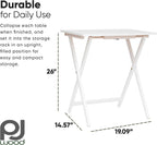 PJ Wood - 5 Pack XL TV Tray Tables - White Wood Set | Large Size, Rectangular Shape, Modern Style, Foldable Design, 33.2 lb Capacity Each, Small Space Storage