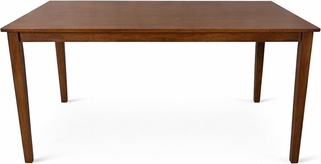 Modern 59 Inch Rectangular Dining Table, Dirty Oak Finish Solid Rubberwood