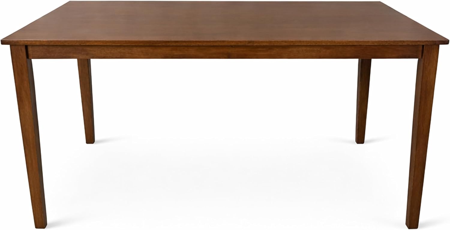 Modern 59 Inch Rectangular Dining Table, Dirty Oak Finish Solid Rubberwood