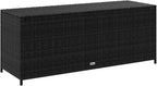 Gecheer Garden Storage Box Resin Wicker 150x50x60 cm for Outdoor Patio PE Rattan Black