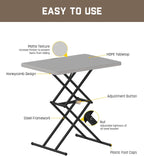 FanttikOutdoor Small Folding Table Quick Adjust 3 Heights, TV Tray, Dining | 2-Second One-Handed Adjustable Height, Foldable Laptop Desk, 3.2" Folded, No Assembly, 28 inch, 1 Pack, Grey Zeta X1 Pro