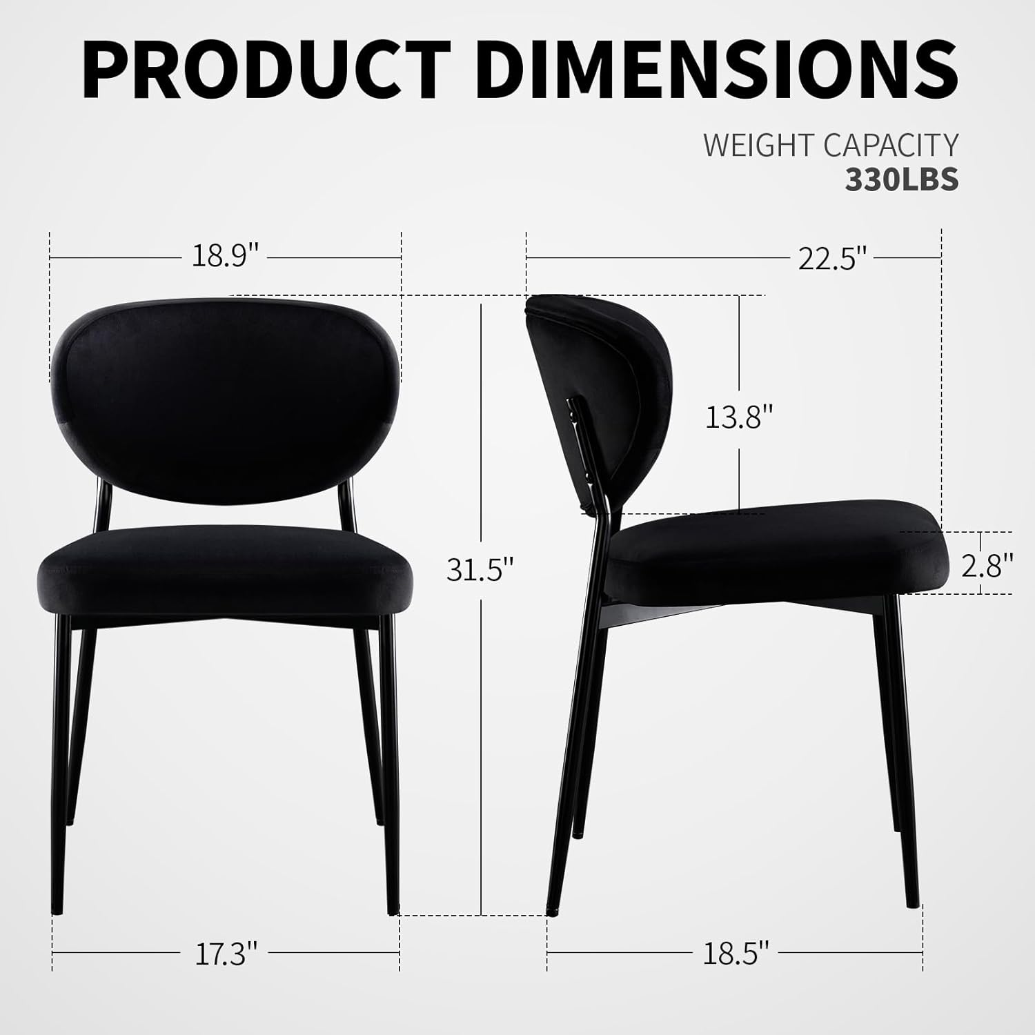 STOOLINK Black Velvet Dining Chairs Set of 6, Upholstered Kitchen Chairs
