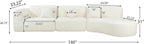 Merax 140" Curved Polyester Sectional Sofa Set, Modern Cloud Couch with Chaise Lounge & 3 Pillows, Fully Assembled for Living Room, Beige