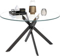 HomVent 47-inch Round Glass Dining Table for 4, Round Glass Kitchen Table with Metal Legs, Circle Dining Room Table for Space-Saving Kitchen Living Room