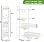 KINGRACK 4 Tier Slim Rolling Cart with Drawer, Metal Utility Storage Cart | 2 Pull-out Baskets, Lockable Wheels, Narrow Space Trolley Organizer for Bathroom, Kitchen, Office, Dorm, Laundry Room, White