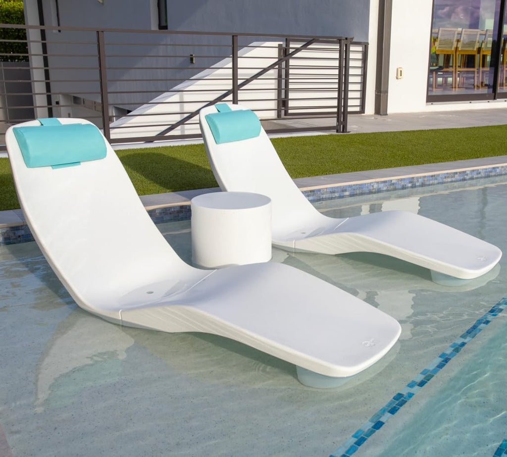 Tenjam Laylo in Pool Lounge Chairs for Sun Shelf Set of Two, Pool Chairs and Lounger for Tanning Ledge with Optional Risers that Support up to 22" of Water Depth