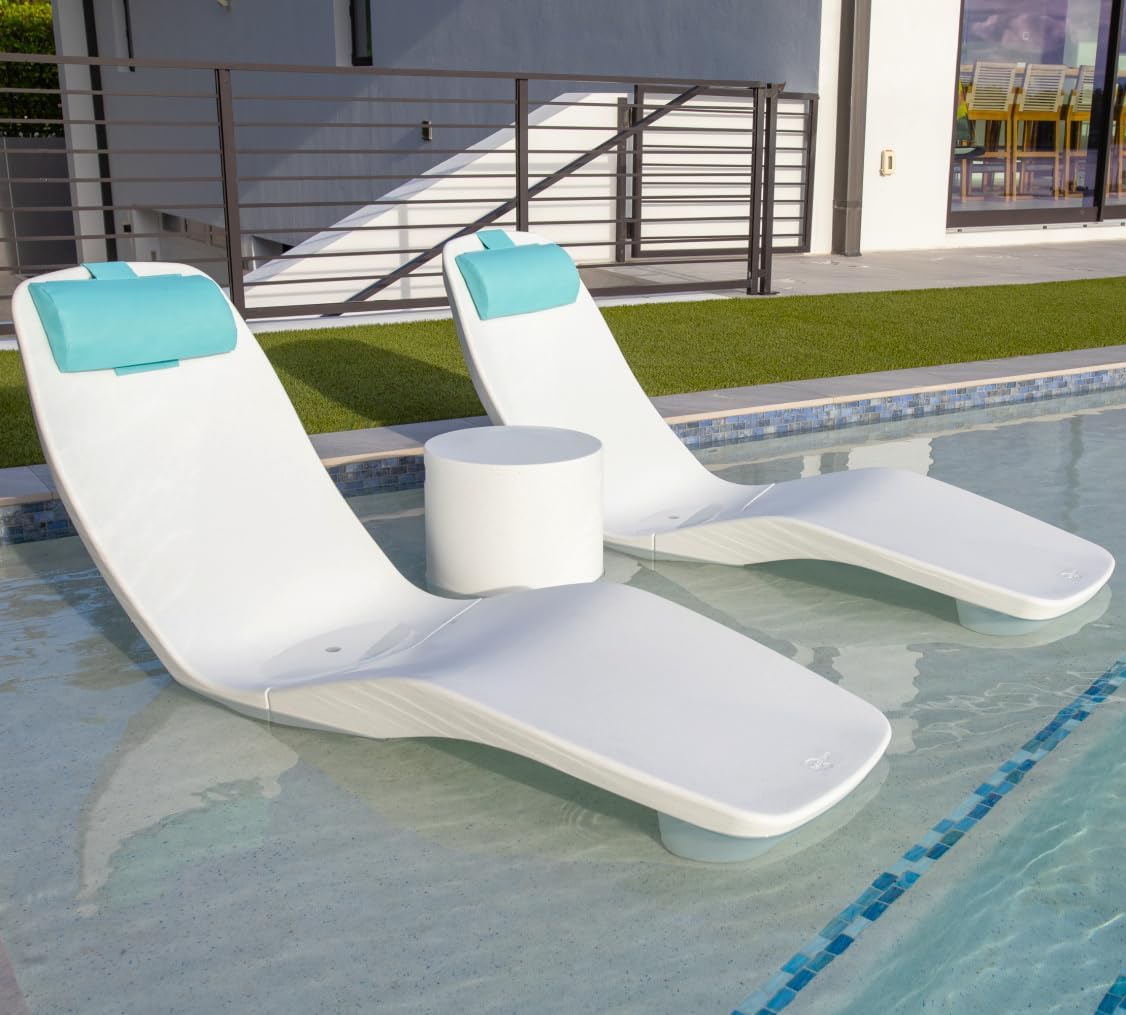 Tenjam Laylo in Pool Lounge Chairs for Sun Shelf Set of Two, Pool Chairs and Lounger for Tanning Ledge with Optional Risers that Support up to 22" of Water Depth
