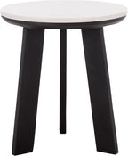SAFAVIEH Home Collection - Sanji Marble Top Accent Table, Round Modern Side Table, White Marble & Black Base (ACC3737B)