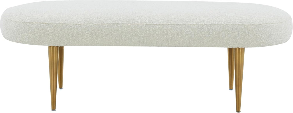 SAFAVIEH Couture Collection Corinna Glam Ivory Boucle/Gold Leg Oval Bench