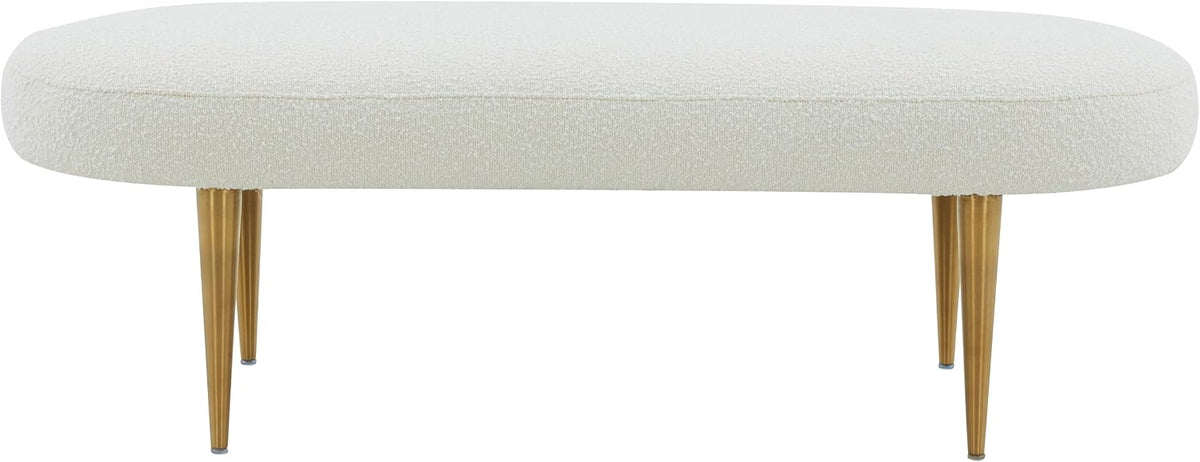 SAFAVIEH Couture Collection Corinna Glam Ivory Boucle/Gold Leg Oval Bench