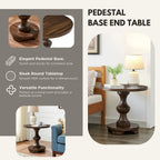 Roundhill Furniture Caesar Traditional Round Pedestal End Table, Espresso